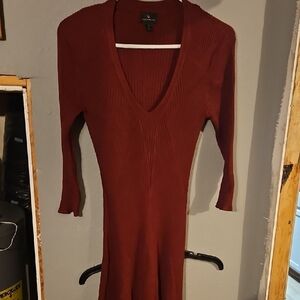 Worthington Deep Red Long Sleeve Dress